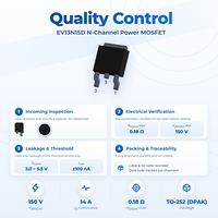 Transistor MOSFET Trench N-Channel EvolE 150V 14A TO-252 (DPAK) Standar Level Telekomunikasi Konversi DC-DC Setara IRFR13N15D