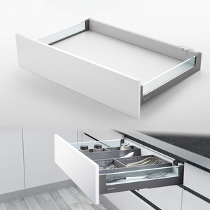 Unihopper H80mm Kitchen Cabinet Concealed Runners Soft Close Double Wall <strong>Drawer</strong> <strong>Slide</strong> Slim <strong>Drawer</strong> Box Glass with LED - Product Image 1
