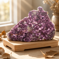 Tranche de Phosphosiderite Naturelle Polie Violette, Pierre Brute, Plaque Minérale, Spécimen Cristallin, Grappe de Cristaux de Guérison, Décoration Maison/Bureau/Feng Shui, Cadeau