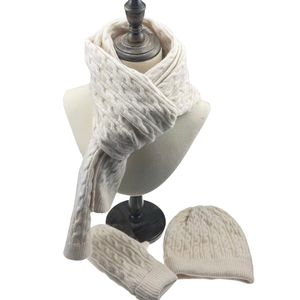 Ensemble 3 pièces YW Automne Hiver 2026 pour <span class=keywords><strong>femme</strong></span> : Bonnet, Écharpe <span class=keywords><strong>et</strong></span> <span class=keywords><strong>Gants</strong></span> en tricot acrylique/polyester/polyamide beige chaud, couleur personnalisable - Product Image 1