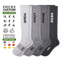 Chaussettes de sport décontractées à haute élasticité, chaussettes de compression à hauteur du genou, design personnalisé pour hommes, chaussettes respirantes en fibre de bambou tricotée, chaussettes longues pour mollet