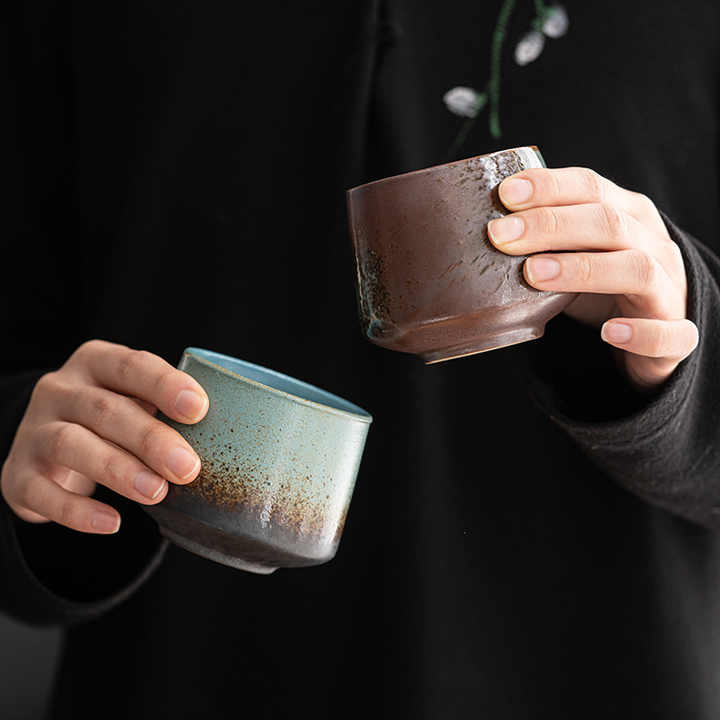 200ml Retro Kiln Changed Stoneware European Ceramic Cup Set Espresso Coffee Cup Teacup