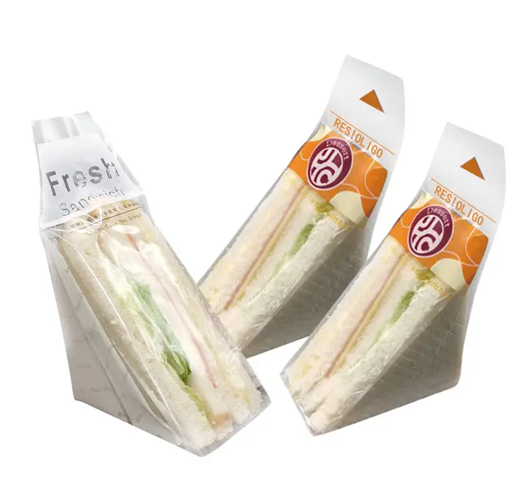 サンドイッチトライアングルケーキ包装袋透明透明パン焼きスライスアップパン用