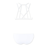 2025 lujo Popular volumen Natural barato caliente chicas jóvenes elegante negro blanco espalda descubierta Bikini traje de baño