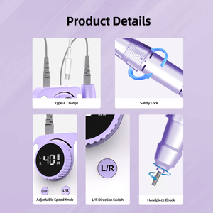 ポータブル電気ネイルドリルマシン大型LEDディスプレイプロフェッショナルマニキュアセット28000 Rpmネイルポリッシュ - Product Image 5