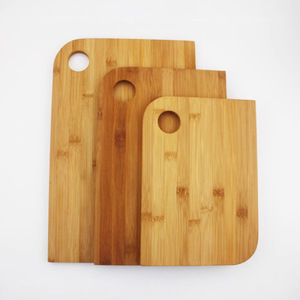 Bamboo Cutting Board <b>Set</b> Rectangle With Hole For Kitchen Use - Product Image 1