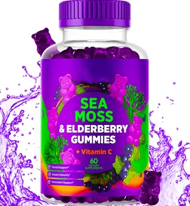 Private Label Sea Moss Elderberry Gummies Vitamin C Zinc Strength Immune Detox Energy
