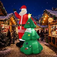 Décoration de jardin gonflable de 2,4 m pour Noël avec lumières LED, en polyester souple, idéale pour les fêtes de fin d'année