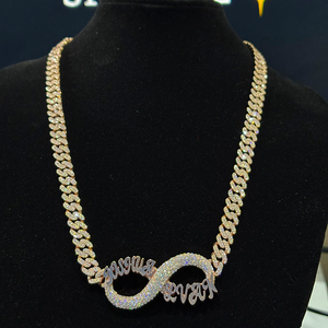 Pendentif personnalisé Infinity avec chaîne cubaine glacée en or rose, Moissanite, style Hip Hop, bijoux de luxe personnalisés scintillants - Product Image 4