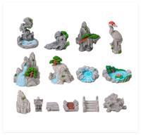Kits aquatiques miniatures pour enfants, comprenant : Fontaine, Pont en pierre, Résine, Jardin féerique, Étang, Cascade, Grue de montagne, Rocaille, Pavillon, Lanterne