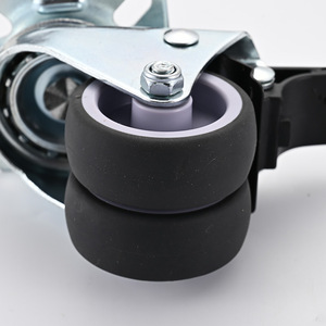 2 Inch Dual Wheel Flat Bottom Tpr Swivel Caster With Total Lock Brake For Industrial Use Grey Lightweight Casters - Product Image 2