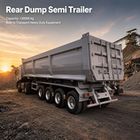 Semi-remorque benne basculante multi-essieux sans entretien avec suspension mécanique et plateau anti-usure pour travaux de construction routière (sable et macadam)