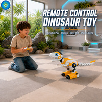 Juguete de Dinosaurio Robot Eléctrico Recargable con Control Remoto, T-Rex Caminante con Spray de Agua, Música y Baile, Regalo para Niños