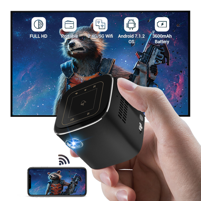 Hotack D048A Mini Cube Pocket Smart Portable DLP Bathroom Projector Android LED with Touch Pad Home Theater Projectors