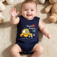 Set Prnatal 5 Bodysuit Bayi Tanpa Lengan dengan Pola Harimau/Dinosaurus/Singa, Katun Lembut dan Kancing Tekan yang Praktis