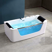 Baignoire Balnéo Intérieure de Luxe avec Cascade et Jets d'Air, Jacuzzi de Massage avec Siège