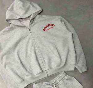 Custom <strong>Men</strong> Boxy Zip up <strong>Hoodie</strong> Cut off Sweat <strong>Shorts</strong> 34 Length Sweatpants <strong>Set</strong> Streetwear Hip Hop Oversized Hoodies <strong>and</strong> Sweatpants - Product Image 5