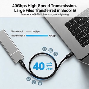 Cable Coaxial Thunderbolt 4 USB4 Tipo-C Macho a Macho, 40 Gbps de Datos, Video 8K a 60 Hz, Carga Rápida PD de 240 W - Product Image 4