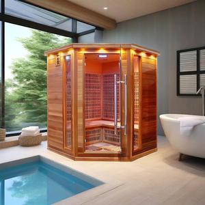 SS-450T Moderne Elektrische Far Infrarood Saunaruimte 4-persoons Infraroodverwarming Traditionele Sauna Koude Dompelbad Toermalijn Steen