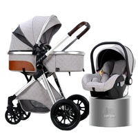 Poussette 2-en-1 avec siège auto 2026, poussette légère à vue haute 3-en-1 pour bébé
