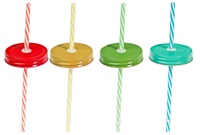 Pailles en spirale en PP pour bocal Mason avec bouchon, pailles en plastique réutilisables