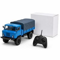Camion RC de qualité hobby 4x4 2,4 GHz avec chargeur 60A, utilitaire classique tout-terrain, style bleu ABS+métal, fonction Follow Me, 2 canaux, télécommande 30-50m