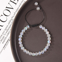 Di modo di Disegno Semplice 6 millimetri Austria Di Cristallo Pietra di Luna Opaca di Vetro AB Beads Intrecciato Macrame Del Braccialetto di Monili di Yoga