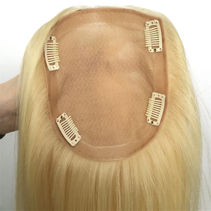 Topper de Cabello Rubio con Base de Seda Completa, Todos los Tamaños 8-20 Pulgadas, Cabello Humano 100% Remy de Alta Calidad en Stock para Mujer - Product Image 2