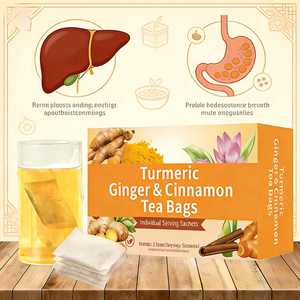 Bolsitas de Té Premium de Cúrcuma, Jengibre y <span class=keywords><strong>Canela</strong></span>, Envueltas Individualmente - Salud Intestinal y Refuerzo del Calor - Suplemento Diario para la Comodidad Digestiva - Product Image 1