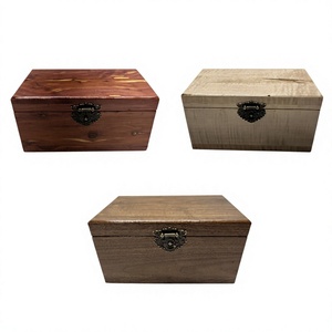 Hardwood Rectangle <b>Lockable</b> Storage <b>Box</b> Carved Wooden Organizer Case with Hinged Lid for Jewelry Travel Home Tabletop - Product Image 1