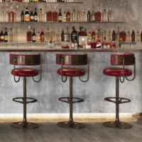 Tabourets de bar modernes en acier inoxydable avec coussins en cuir hauteur réglable pour les salles à manger familiales meubles de salon