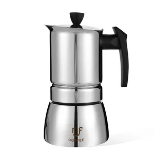2 Espresso Cup 304 Stainless Steel Stovetop Espresso Coffee Maker Moka Pot with Portable Handle