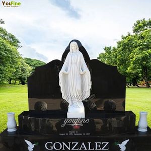 YOUFINE <span class=keywords><strong>Pierre</strong></span> <span class=keywords><strong>tombale</strong></span> en granit noir sculptée à la main de la <span class=keywords><strong>Vierge</strong></span> <span class=keywords><strong>Marie</strong></span> <span class=keywords><strong>pour</strong></span> cimetière extérieur - Product Image 5