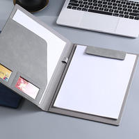 Porte-fichier multifonction A4 PU avec pince à plaque de stylo Usine Vente en gros Fournitures d'affaires personnalisées Couture Reliure Minutes Réunion