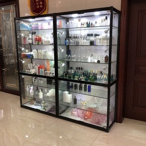 <span class=keywords><strong>Vitrine</strong></span> murale en aluminium Offre Spéciale <span class=keywords><strong>Vitrine</strong></span> en verre trempé <span class=keywords><strong>Vitrine</strong></span> de magasin de fumée bon marché avec lumière LED et étagères - Product Image 3