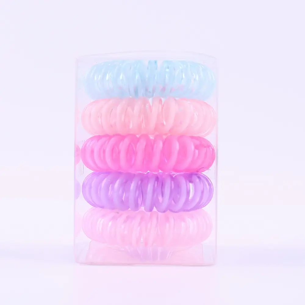 Petite bobine élastique en plastique et caoutchouc coloré, cordon de téléphone, attache de cheveux brillante, chouchou, anneau de cheveux
