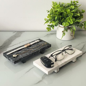 Telazuo – <span class=keywords><strong>Plateau</strong></span> rectangulaire en pierre naturelle, classique, poli, multifonctionnel, facile à nettoyer, réutilisable, pour la conservation des aliments, idéal pour le salon <span class=keywords><strong>et</strong></span> la salle <span class=keywords><strong>de</strong></span> bain - Product Image 3