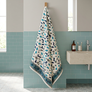 PRABHAVA Wholesale Cotton <b>Waffle</b> Hand <b>Block</b> Printed Bath Towel Set Floral Quick Dry Rectangle for Adult Home Bathroom Use - Product Image 3