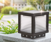 Lampe solaire LED carrée noire étanche pour extérieur, à intensité variable, pour clôture, jardin, pilier, cour et allée