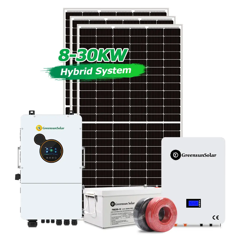 Sistema de energia solar doméstico 8kw 10kw 16kw 20kw 24kw 30kw sistema solar híbrido de alta eficiência 8kw para famílias dos EUA