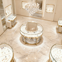Vitrine de présentation de bijoux de luxe sur mesure, vitrine de comptoir en verre pour bijoux en or, vitrine de présentation de produits ronde en acier inoxydable