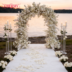 <span class=keywords><strong>Arche</strong></span> florale en soie pour mariage, décoration d'événements de mariage, OEM Dalian Chermy Flower - Product Image 2