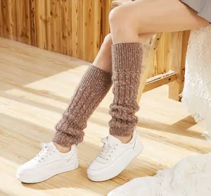 Women Woman Ladies High Quality Wool Blended Cable Knitted Winter Fashion Warm Fuzzy Fluffy Legwarmer In Stock Wholesale