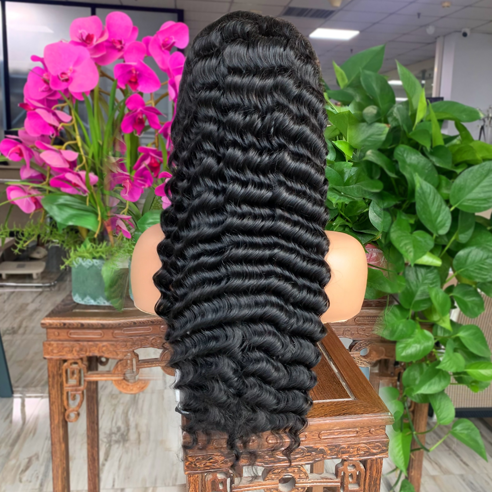 Perruques de cheveux humains 1b# Ondulé profond