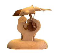 Sculpture Cinétique Automatique en Bois Faite à la Main en Forme de Dauphin, Certifiée CE RoHS, OEM ODM Personnalisée pour les Boutiques de Cadeaux de la Saint-Valentin, Vente en Gros