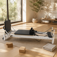 Reformer Pilates en aluminium à rail complet avec système de poulies silencieuses, machine de Pilates commerciale pour studio de yoga