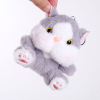 Porte-clés en peluche chat mignon avec rembourrage en polyester et coton PP, 12 cm, accessoires de fête, à partir de 14 ans
