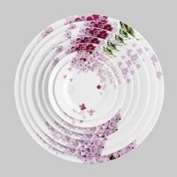 Assiette plate en céramique de style chinois, motif végétal, en porcelaine fine, de 4 à 10 pouces, couleur lilas, compatible micro-ondes, pour toutes les occasions