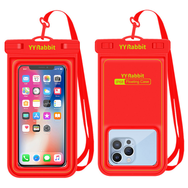 YY RABBIT PVC/ABS Floating Waterproof Phone Case with Adjustable Band & Transparent Window Full Cover for Beach Cruise Travel