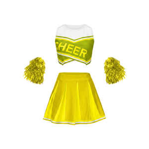 Uniformes de Práctica de Porristas con Logotipo Personalizado OEM, Conjuntos de Falda y Top en Verde y Negro, con Pedrería, Impresión Digital, 100% Poliéster - Product Image 3
